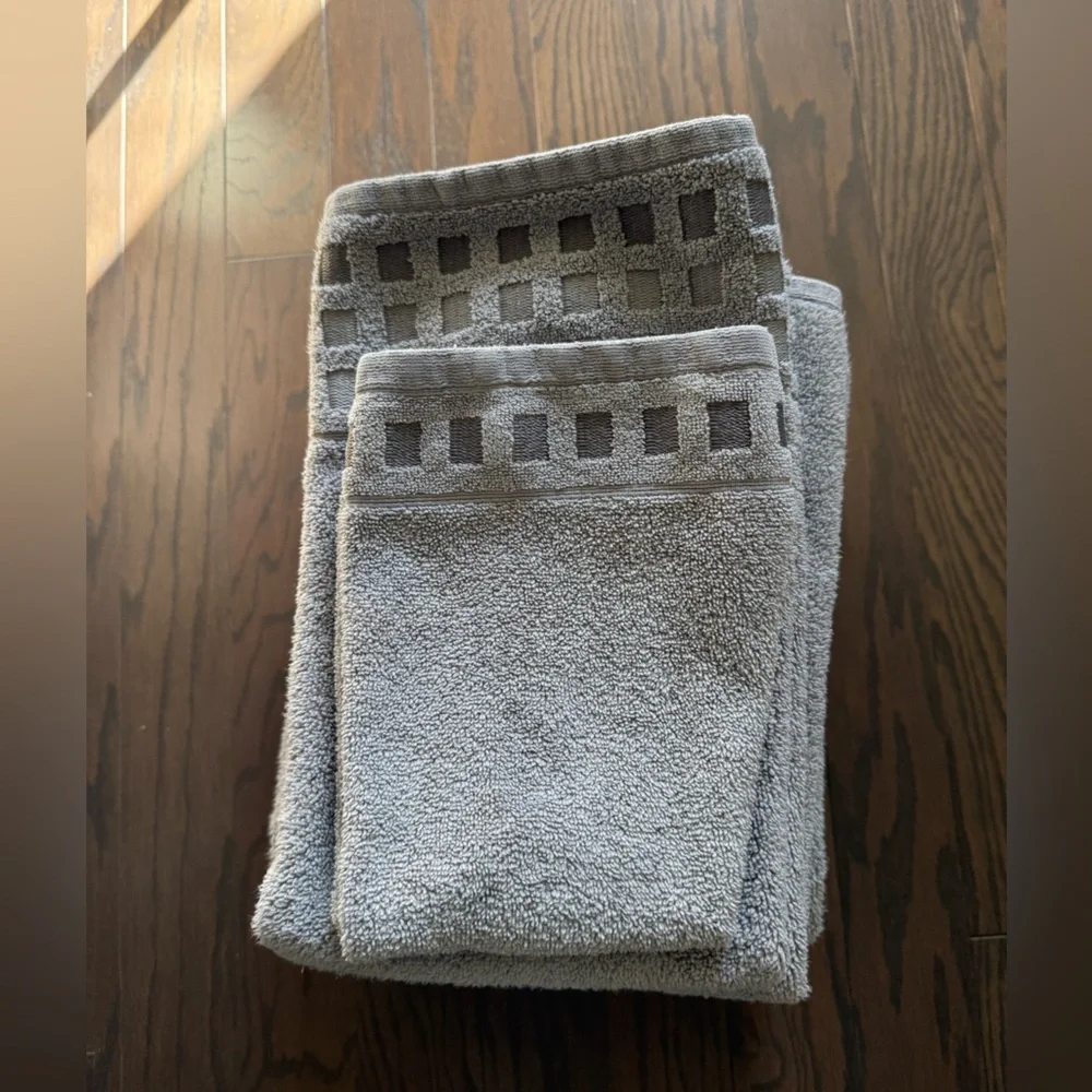 CARO HOME 8 PIECES GREY BATH COTTON TOWELS